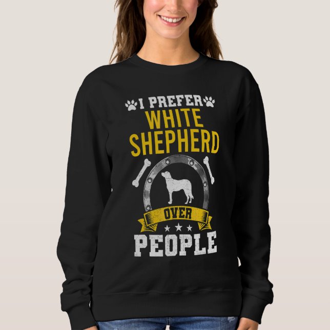 Camiseta Eu Prefiro Pastor Branco a Cachorro de Pessoas (Frente)