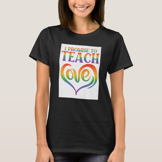 Camiseta Eu Prometo Ensinar Gay Lésbica Com Amor Orgulhoso  (Frente)