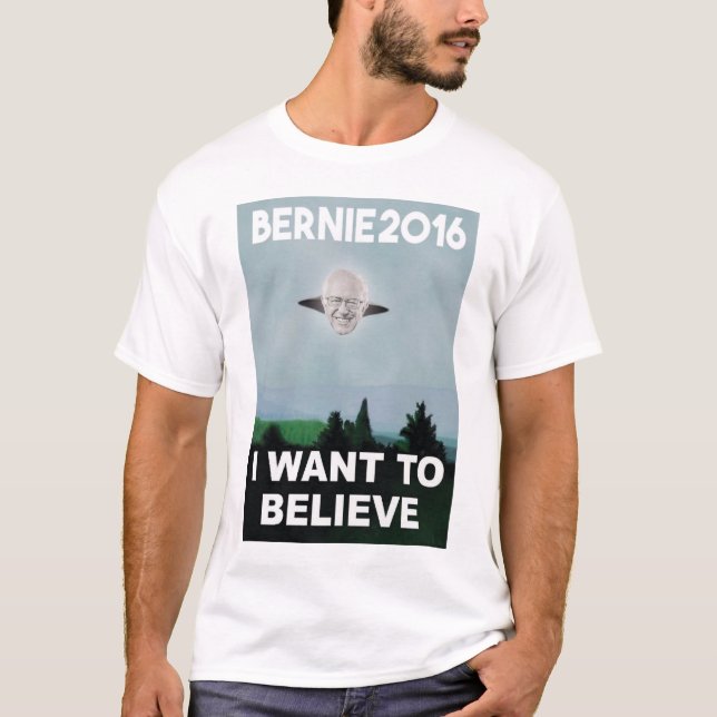Camiseta Eu quero acreditar no T de Bernie (Frente)