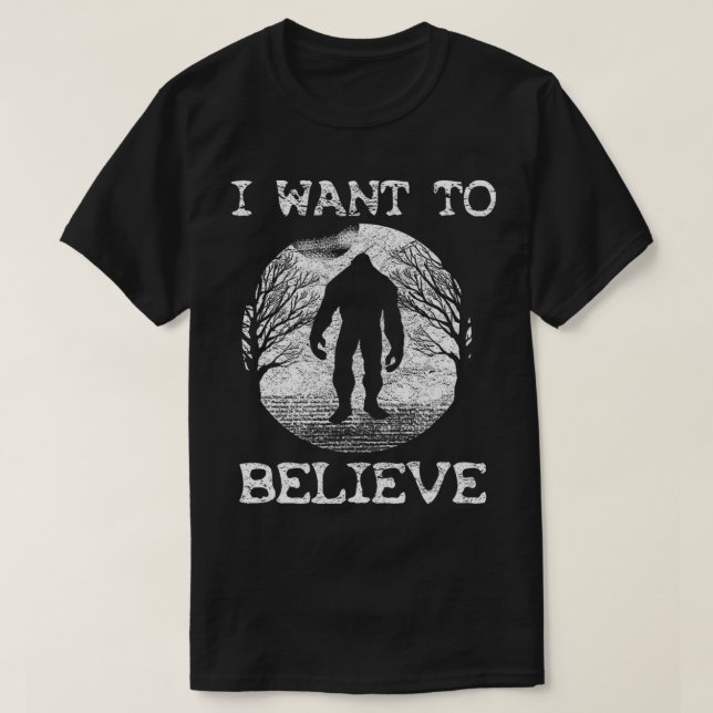 Camiseta Eu quero acreditar que a lua cheia é engraçada. (Frente do Design)