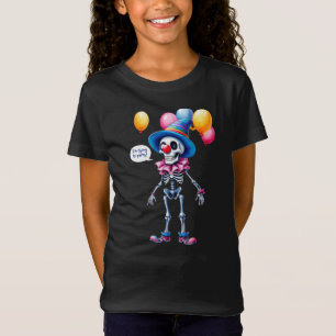 Camiseta Eu quero festejar! Esqueleto num vestido de palhaç