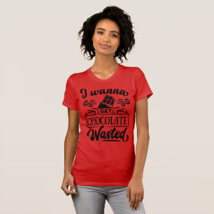 Camiseta Eu Quero Ficar Bêbado de Chocolate Tipografia Dive