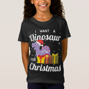 Camiseta Eu Quero Um Dinossauro Para O Natal Engraçado Dino