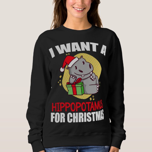 Camiseta eu quero um hipopótamo de natal hippo pajama (Frente)