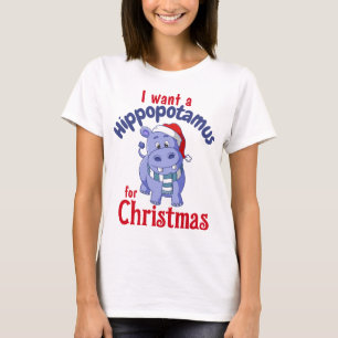 Camiseta Eu quero um Hippopotamus para o Natal