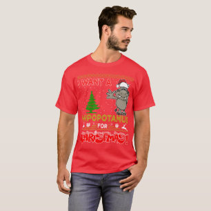 Camiseta eu quero um hippopotamus para o Natal