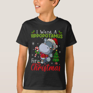 Camiseta Eu Quero Um Hippopotamus Para O Natal Hippo Candy