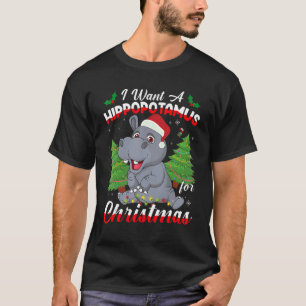 Camiseta Eu Quero Um Hippopotamus Para O Natal Hippo Xmas P
