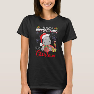 Camiseta Eu Quero Um Hippopotamus Para O Natal Xmas Hippo F