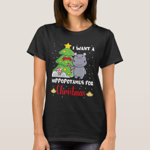 Camiseta Eu Quero Um Hippopotamus Para O Natal Xmas Hippo P