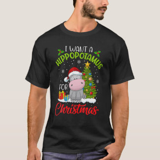 Camiseta Eu Quero Um Hippopotamus Para O Natal Xmas Hippo P