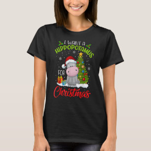 Camiseta Eu Quero Um Hippopotamus Para O Natal Xmas Hippo P