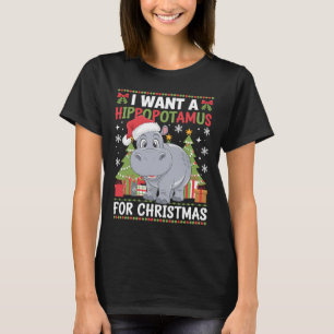 Camiseta Eu Quero Um Hippopotamus Para O Natal Xmas Hippo P