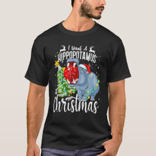 Camiseta Eu Quero Um Hippopotamus Para O Natal Xmas Hippo P
