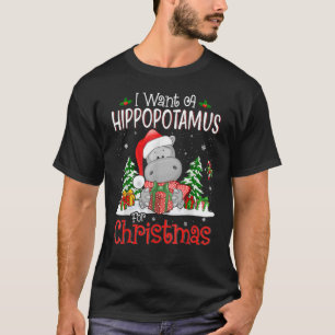 Camiseta Eu Quero Um Hippopotamus Para O Natal Xmas Hippo P