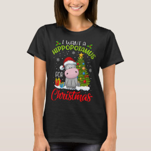 Camiseta Eu Quero Um Hippopotamus Para O Natal Xmas Hippo P