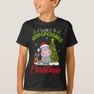 Camiseta Eu Quero Um Hippopotamus Para O Natal Xmas Hippo P