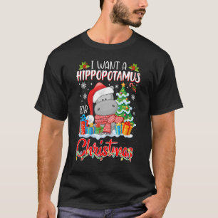 Camiseta Eu Quero Um Hippopotamus Para O Natal Xmas Hippo P