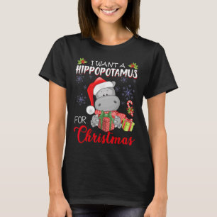 Camiseta Eu Quero Um Hippopotamus Para O Natal Xmas Hippo P