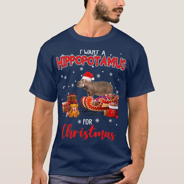 Camiseta Eu Quero Um Hippopotamus Para O Prato De Natal. (Frente)
