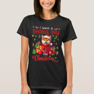 Camiseta Eu Quero Um Shiba Inu Para Papais noeis De Natal C