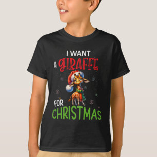 Camiseta Eu Quero Uma Girafa Para O Natal Engraçado Por Um