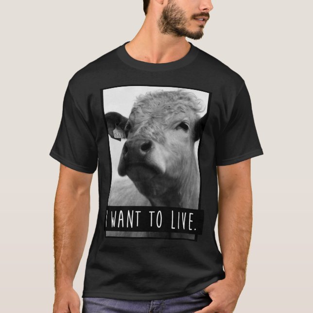 Camiseta Eu Quero Viver Vaca engraçada (Frente)