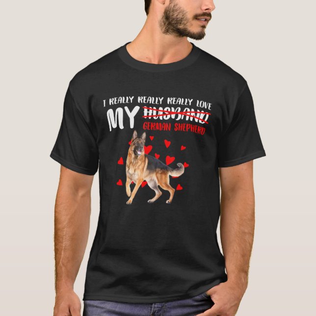 Camiseta Eu realmente amo meu German shepherd (Frente)