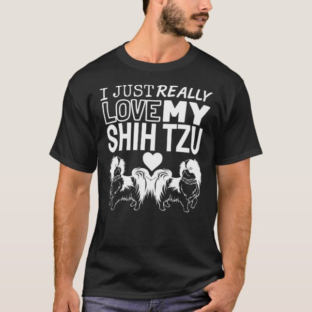 Camiseta Eu Realmente Amo Meus Cães Shih Tzu (Frente)