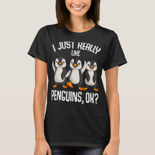 Camiseta Eu Realmente Gosto De Pinguins Crianças Meninas Mu