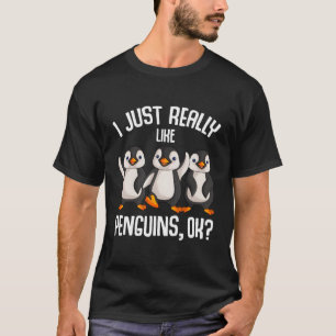 Camiseta Eu Realmente Gosto De Pinguins Crianças Meninas Mu