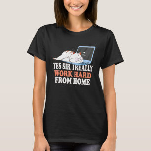Camiseta Eu Realmente Trabalho Duro Do Home Cat Home Office
