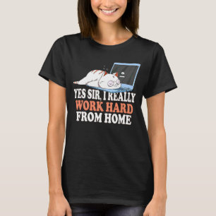 Camiseta Eu Realmente Trabalho Duro Do Home Cat Home Office