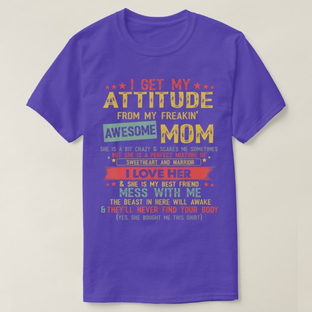 Camiseta Eu Recebo Minha Atitude Da Minha Fantástica Mãe Vi (Frente do Design)