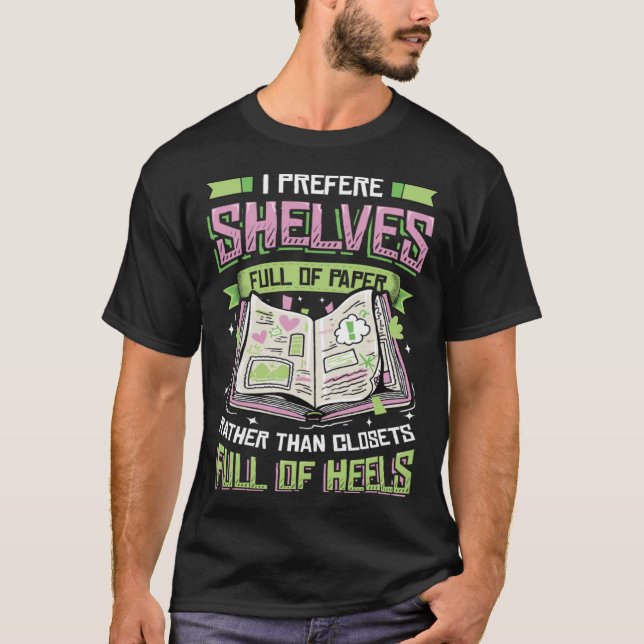 Camiseta Eu refere Prateleiras De Cheio De Bolsa De Papel (Frente)