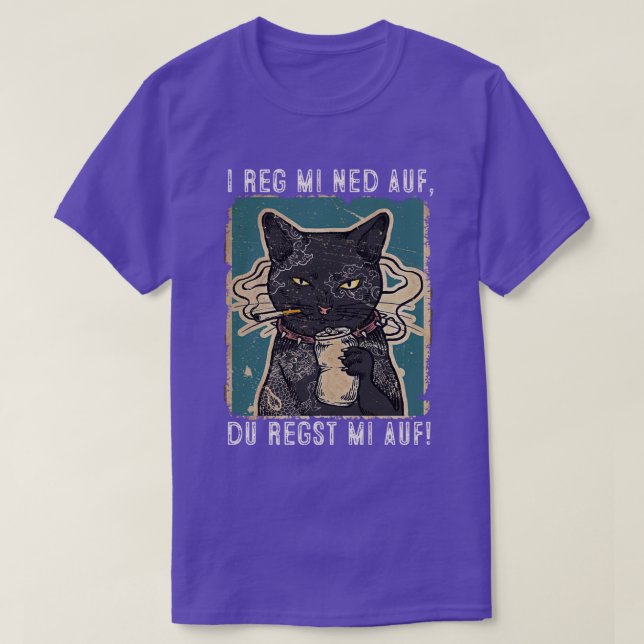 Camiseta Eu reg mi ned auf Katzen Design mit schwarzer Katz (Frente do Design)