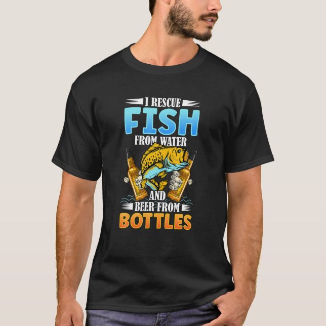 Camiseta Eu Resgate Peixe De Água E Cerveja De Peixe De Gar (Frente)