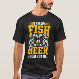 Camiseta Eu Resgate Peixes De Água E Cerveja Da Garrafa u20