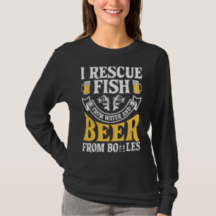 Camiseta Eu Resgate Peixes De Água E Cerveja De Garrafas