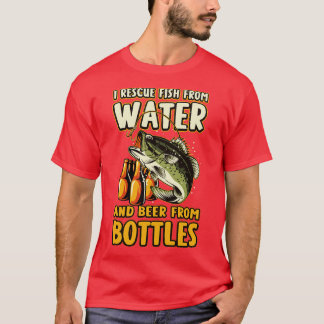 Camiseta Eu Resgate Peixes De Água E Cerveja De Garrafas