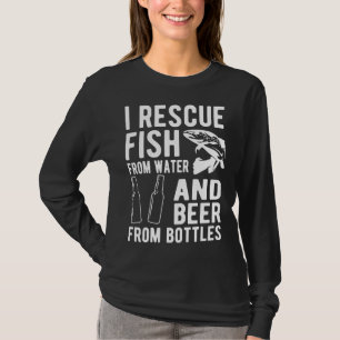 Camiseta Eu Resgate Peixes De Água E Cerveja De Garrafas