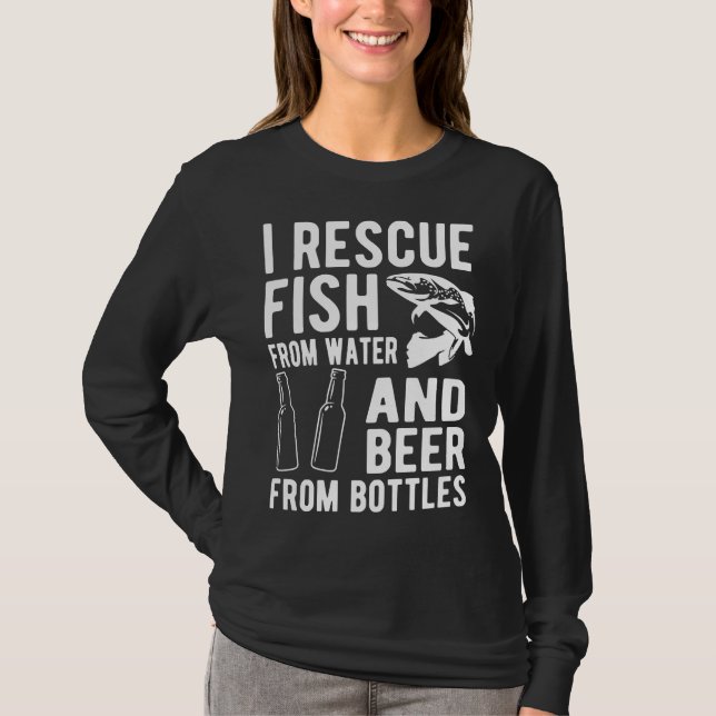 Camiseta Eu Resgate Peixes De Água E Cerveja De Garrafas (Frente)
