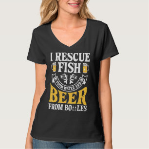 Camiseta Eu Resgate Peixes De Água E Cerveja De Garrafas