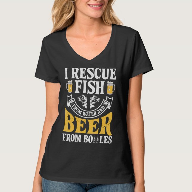 Camiseta Eu Resgate Peixes De Água E Cerveja De Garrafas (Frente)