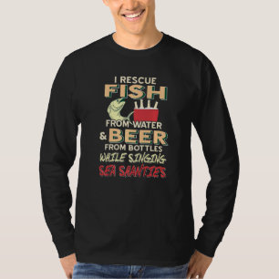Camiseta Eu Resgate Peixes De Água E Cerveja De Garrafas Wh