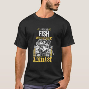 Camiseta Eu Resgato Peixes Da Água E Cerveja De Garrafas