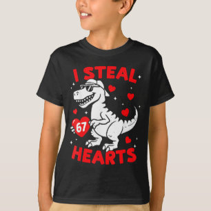 Camiseta Eu Roubo 67 Coração Dinossauro Para Meninos Menina