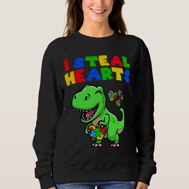 Camiseta Eu Roubo Corações Autismo Sensibilização Quebra-ca (Frente)