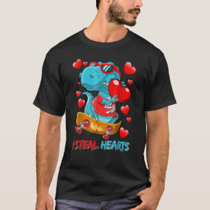 Camiseta Eu Roubo Corações Bonitos Dinossauro Abraçando Nam