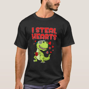 Camiseta Eu Roubo Corações Bonitos T Rex Dino Dia de os nam